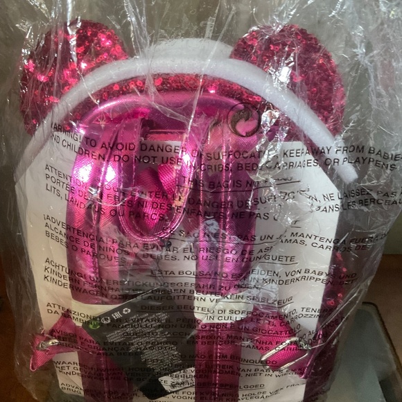 LOUNGEFLY Magenta Sequenced backpack NWT - Picture 3 of 3